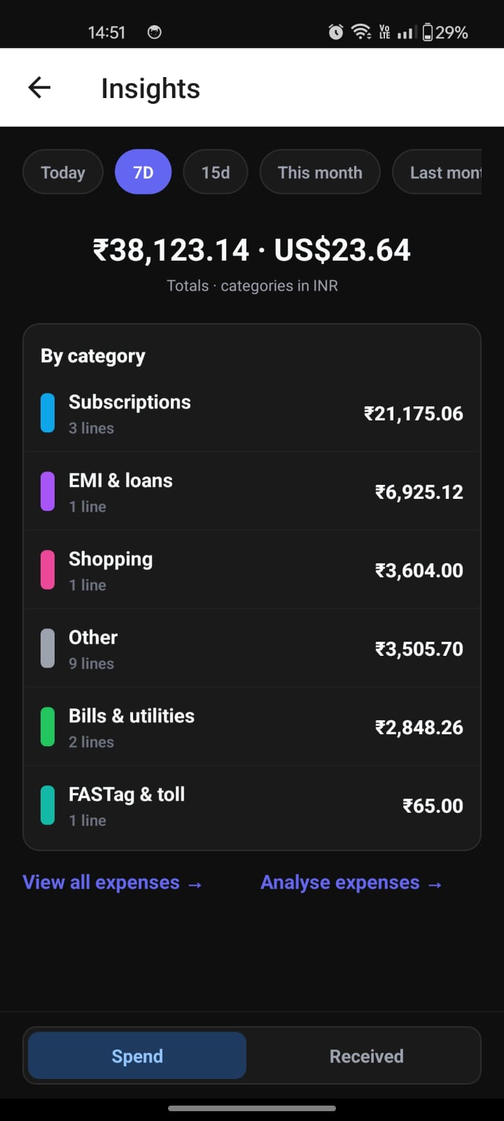 Expense screen 1